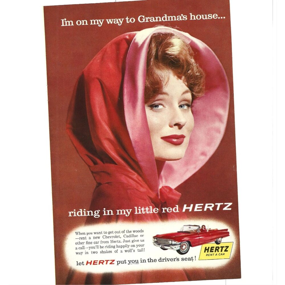 Suzy Parker Hertz Rent a Car Chevrolet Cadillac Advertisement 1960s Print 9 in